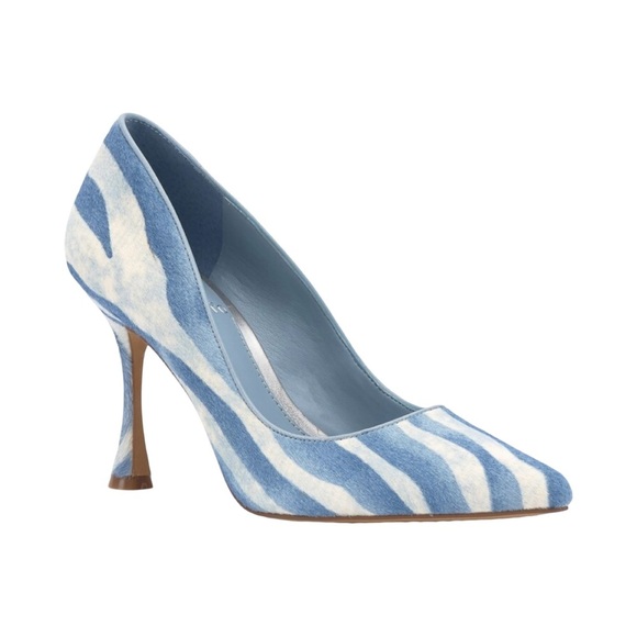 Vince Camuto Cadie 3 Zebra Print Genuine Calf Hair Blue and White Pump Size 7 - Picture 1 of 14